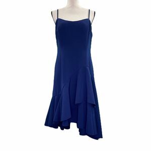 VINCE Camuto Navy Asymmetrical Ruffle Dress